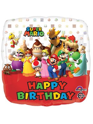 BALÃO METALIZADO HAPPI BIRTHDAY SUPER MARIO 18"
